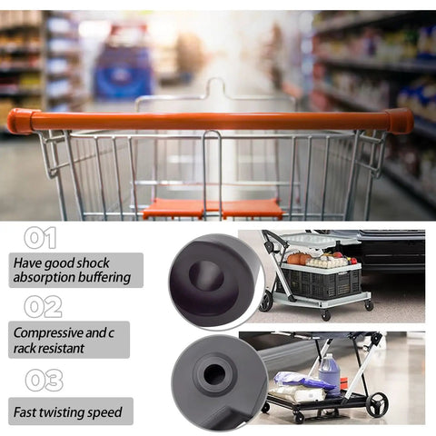 Set Of 2 Replacement Wheel Couplings For Shopping Carts And Utility Carts With 360 Swivel Wheels Heavy Duty Yet Lightweight shown with carts
