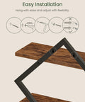 Top Shelf Two Tier Floating Wall Shelves Set Of Two With Sleek Diamond Iron Frame Rustic Brown Metal Decor for easy installation guide.
