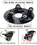Heavy Duty Plant Caddy On Wheels With 3.0mm Aluminum Alloy Frame Supports Round Pots Up To 12 Inch And 500 Pounds, black, four wheels diagram