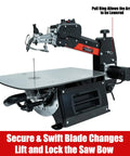 16 Inch Variable Speed Scroll Saw With Pinless Blades, 1.3A Motor, upper arm lifting for smooth cuts, pro woodworking tool.
