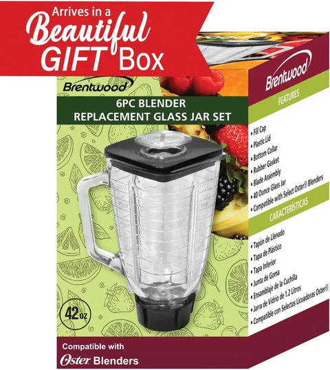 Replacement Glass Jar Set For Oster Blender 1.2 Liter Capacity Clear Fits Oster Blenders box packaging