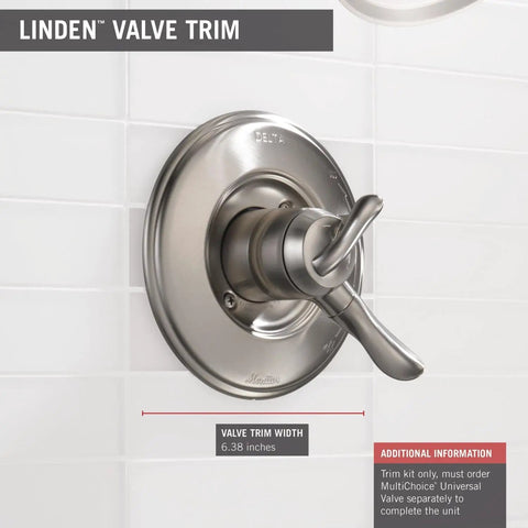 Linden 17 Series Dual Function Shower Trim Kit Stainless Steel Finish For Delta Universal Shower Valve Not Included with handle