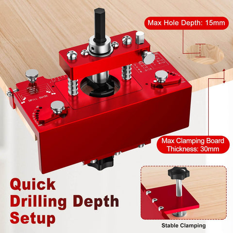 Metal Concealed Hinge Jig With Built In Screw Hole Guide for precise 35mm cabinet door hinge drilling and wider offset from 2 to 8mm