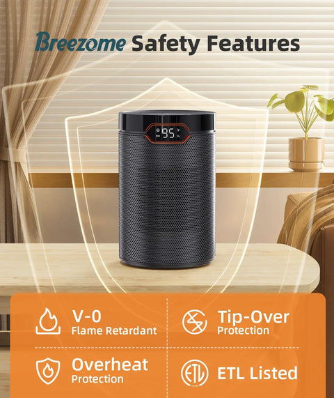 Portable Space Heater For Home And Office With 1500W PTC Ceramic Fast Heating, Thermostat, And 24Hour Timer on desk