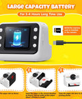 Kids Instant Print Camera With 1080P HD Imaging And No Ink Thermal Printing Includes 3 Rolls Photo Paper And 32GB Memory Card, battery view