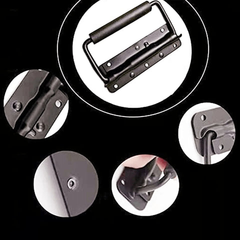 Spring Loaded Case Handle Set Two Pack Heavy Duty Black Surface Mount Chest Handles 140 By 80 Millimeters details