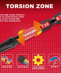 Impact Torx Screwdriver Bit Set Beefy 45 Piece Magnetic S2 Steel Driver Bits T30 focus with torsion zone feature displayed