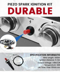Propane Piezo Spark Ignition Kit with push button igniter and threaded ceramic electrode plug for gas fireplace oven heater