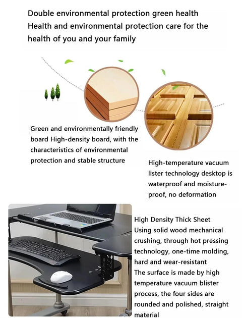Sleek Gaming Cockpit Desk Featuring Clutch Adjustable Lift Bracket And Rollable Wheels For A Clean Computer Setup, high-density board surface.