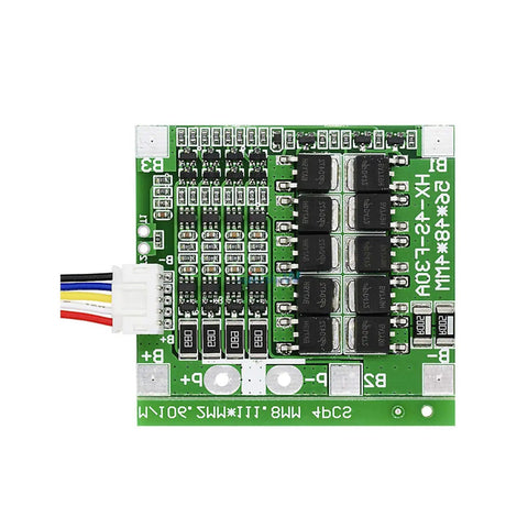 Heavy Hitter 2 Pack 14.8V 4S 30A Bms Protection Board For 18650 Li Ion Batteries smooth green PCB with voltage and load features.