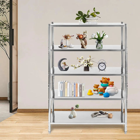 Heavy Duty Five Tier Stainless Steel Shelves And Wire Shelving Unit For Kitchen Garage And Home Office Storage Sturdy Metal Rack Holds 132 Pounds Per Shelf Top Shelf Organization Essential For Any Rad Setup