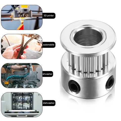 Timing Belt Pulley Kit For 3D Printers With 20 Teeth Aluminum Alloy Sync Wheels And Wrench Tool Durable Idler Sprocket Keeps Rig Snapped Tight Printing Like A Total Champ While Smooth Bearings Maintain Precision On Your Setup Without Issues Forever, 20-tooth aluminum pulley