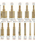 Rock Solid 12-Piece Diamond Drill Bit Set With Hole Saw Kit Ranging From 6mm To 35mm For Glass Tile Stone Granite Marble Ceramic And More Precise Durable Bits Included. 12 diamond drill bits shown with sizes 6mm to 35mm