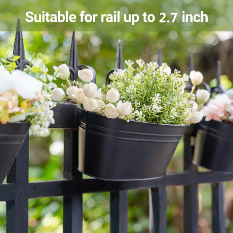 hanging plant holders for railings 10.5" Hanging Flower Pots for Balcony & Fence