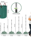 Adjustable Metal Leaf Rake Set With Telescopic Handle From Thirty Eight To Seventy Three Inches Twenty Five Tines Nineteen Inch Wide Includes Two 32 Gallon Leaf Bags And Scoops Heavy Duty Garden Rake For Lawns Shrubs Grass And Flower Beds displayed with size comparison