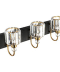 Three Light Black Metal And Crystal Vanity Light Fixture For Modern Bathrooms With E26 US Socket 60W Max Bulbs Not Included 23.6 Inch Length