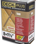 Tan Star Drive Composite Deck Screws Pre Drilled Countersunk Real Deal Fasteners For Wood Polymer Decking Heavy Duty in a packaging box.