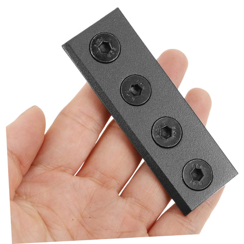 Sliding Barn Door Track Hardware Kit With Straight Brace Brackets Replacement Track Connector in hand, showing durable metal.