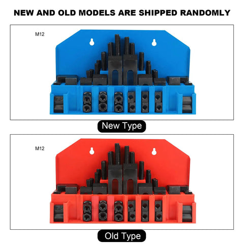 Hot Deal Hardened T-Slot Clamp Set With Press Plates For Milling And Turning Machines Heavy Duty Clamping System For Metals And CNC Work in blue and red models.