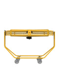 Heavy Duty 8 Foot Portable Industrial Fan With Smooth Rolling Caster Wheels And Sleek Infinite Speed Dial, front view showing sturdy steel frame.