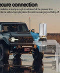 Heavy Duty SO239 CB Radio Antenna Stud Adapter for 3/8-24 Threads Mount shown mounted on vehicle with secure connection