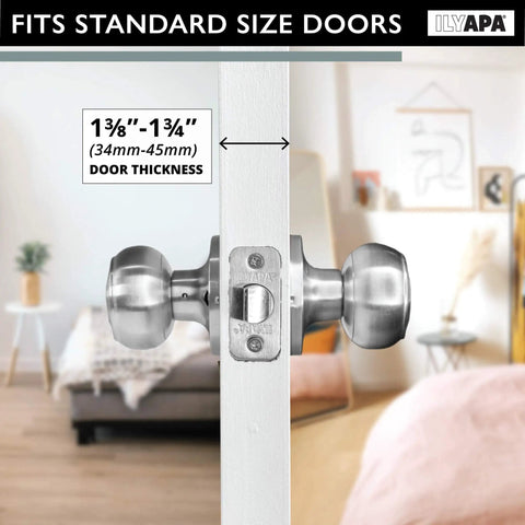 Passage Door Knob For Hall And Closet Doors In Satin Nickel Non Locking Interior Round Door Handle Colonial Finish No Fuss Install