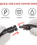 Plug And Play Solar Panel Extension Cable 20FT 14AWG Waterproof with Male/Female Connectors for RVs and PV Systems
