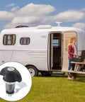 Keyed Alike Cabinet Locks With Cams for cabinets and trailers, shown with a white camper in a scenic outdoor setting.
