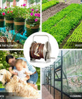 Heavy Duty Stainless Steel Garden Hose Reel Cart Set With Forty Meter Outdoor Water Hose Rolls Straight for easy watering and cleaning.