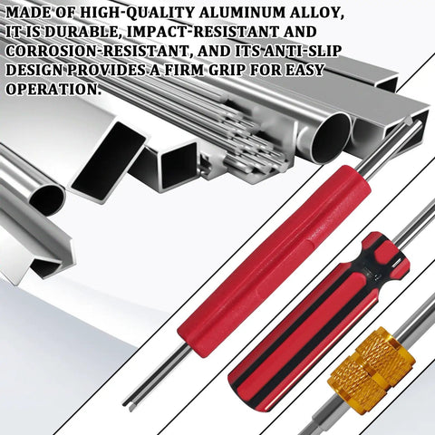 Schrader Valve Core Removal Tool Set 39 Pieces With Single And Dual Heads For R134a R12 HVAC Systems, red and black handles visible.