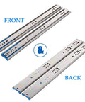 Front and back view of 6 pairs 12 inch soft close drawer slides with 110lb capacity, heavy duty side mount cabinet glides