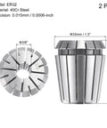 ER32 Spring Collet Three Eighths Inch Chuck For CNC Milling And Engraving Machines, 40Cr Steel Precision Tool, 2 Pack