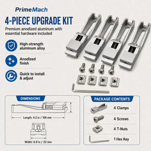 4 Pack Low Profile Aluminum Toe Clamps For CNC Router Vise Upgrade With Lateral Side Pressure For Maximum Bit Clearance On T Track