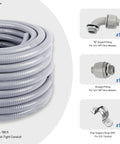 Heavy Duty Three Quarter Inch Flexible PVC Conduit Kit Pro Grade Easy Install With Thirty One Pieces Including Ten Couplings Ten Elbows
