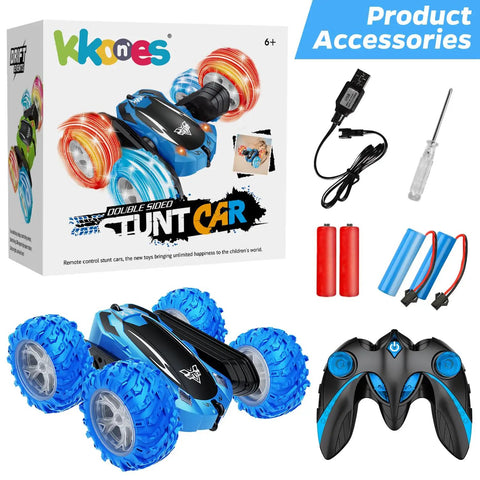 High Speed 2.4GHz Remote Control Stunt Car Beast Mode With Dual Sided 360 Degree Flips Rotating Wheels LED Headlights kit