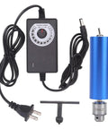 Go To Portable Electric Hand Drill Kit For Wood Crafting And Polishing with blue aluminum alloy housing and adjustable speed controller