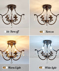 Oil Rubbed Bronze Crystal Chandelier Vintage Semi Flush Mount 4 Light Small Metal Ceiling Fixture Farmhouse Style lighting