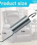 Top Shelf Recliner Springs Two Pack With Long Neck Hooks Provide Rock Solid Tension For Couch Cushions No Sweat Furniture Replacement And Pro Level Repair Gear, showing dimensions 3.6in x 0.65in.