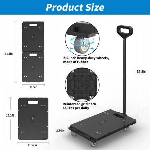 Heavy Duty Furniture Dolly With Removable Pull Handle Move It Easy Back Saver Connectable Moving Dolly Cart dimensions