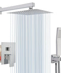 Ultimate Rain Shower System With Dual Heads, Ceiling Mounted High Pressure Flow, Chrome 12 Inch Showerhead And Handheld