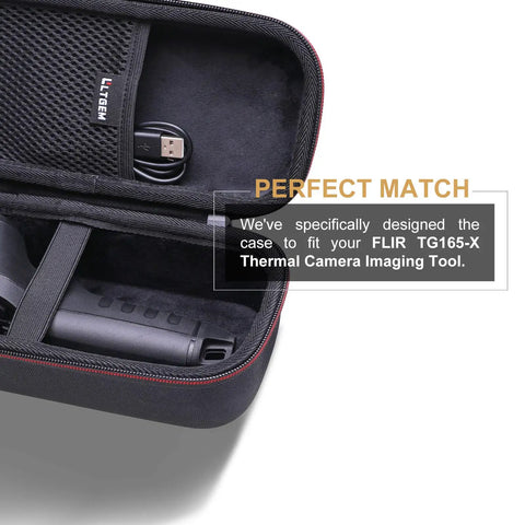 Open view of Durable EVA Case For FLIR TG165-X TG267 TG275 TG297 Thermal Cameras With Secure Belt Clip, showing interior compartments