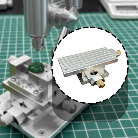 Built Serious Adjustable Cross Slide Platform With Manual Hand Crank For Deadon Xy Axis Alignment and Smooth Precision Mounting In Compact Workshop Spaces, featuring aluminum XY stage.