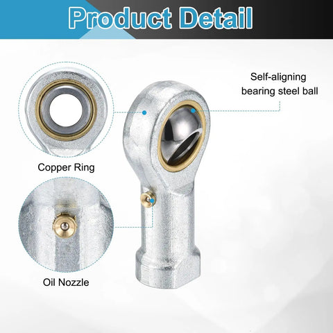 3/8 Inch Rod End Bearing With Jam Nut, Left Hand Female Thread 3/8-24 UNF, 1045 Steel, High Misalignment Up To 13 Degrees, Ideal For Agriculture Machinery CNC Equipment, self-aligning bearing view