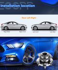 Pair Of New Rear Wheel Hub Bearing Assembly 5 Lug 27 Spline For Dodge Charger Magnum And Chrysler 300 2005 2009 Performance Brake Models OE 512301x2 Fits 2005 2008 Dodge shown with installation diagram and blue car in background.