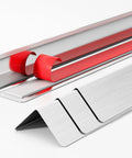 Built Tough 304 Stainless Steel Wall Corner Guards 2X2X48 Inch Metal Edge Protectors 10 Pack shown with red detailing.