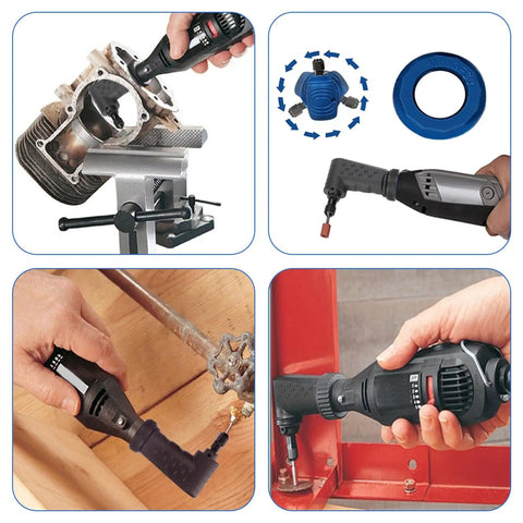 Heavy Duty Right Angle Converter Kit For Rotary Tools With Cool Running Bearings For Tight Spots And Precision Polishing Or Engraving Work Busts Tough Jobs Daily in use on various projects.