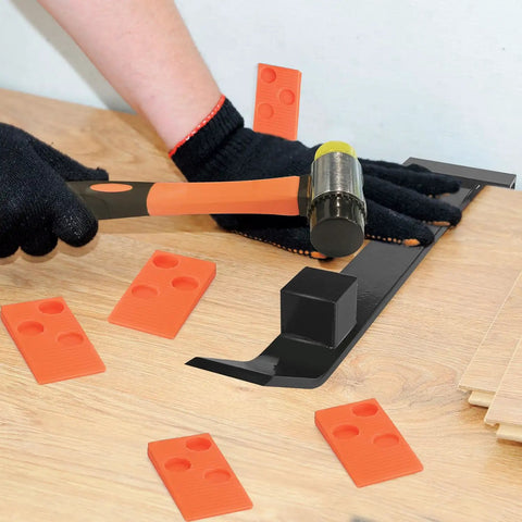 Beefy Pro Grade 4 In 1 Laminate And Vinyl Flooring Installation Kit with heavy tapping block, pull bar, spacers, rubber mallet