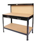 63 Inch Heavy Duty Workbench With Steel Frame And Thick MDF Top Delivers 300 Lb Capacity Includes Drawer Pegboard And Storage Shelf