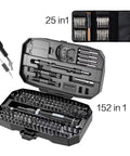 Magnetic Precision Screwdriver Kit With 25 In 1 And 152 In 1 Torx Bits For Laptop Repair Including T5 And T6 Heads To Fix Devices Smoothly, open case