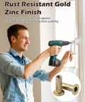 Person installing window with drill; inset shows rust resistant gold zinc finish of Beefy 50 Pack Multi Grip Rivet Nut Kit With 5/16-18 Steel Rivet Nuts.